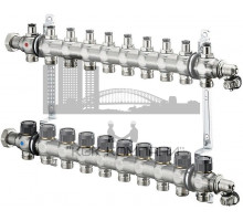 Распределительная гребенка "Multidis SF" со встроенными вентилями на 10 контуров 1404560, нержавеющая сталь 