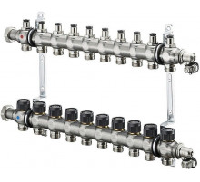 Распределительная гребенка "Multidis SF" со встроенными вентилями на 10 контуров 1404560, нержавеющая сталь 