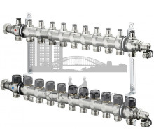 Распределительная гребенка "Multidis SF" со встроенными вентилями на 11 контуров 1404561, нержавеющая сталь 