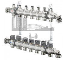 Распределительная гребенка "Multidis SF" со встроенными вентилями на 7 контуров 1404557, нержавеющая сталь 