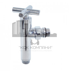 Вентиль запорный угловой крестовинный для полотенцесушителя 1/2" НР × 1/2" НР с наружной резьбой