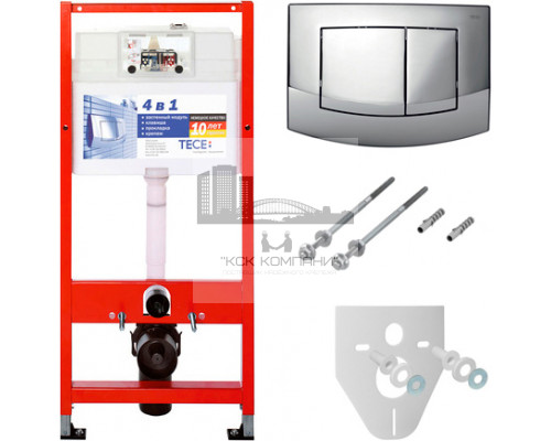 Инсталляция ТЕСЕ K9400405 4 в 1 с панелью смыва, для установки подвесного унитаза (Теце)