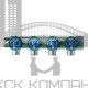 Коллектор  FK 3824 3412TP регулирующий проходной ВР-НР 3/4х1/2 с 4 отводами