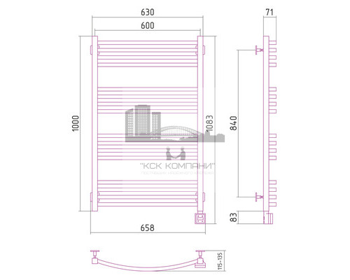 Электрический полотенцесушитель Сунержа Аркус 1000x600 R 00-0533-1060 (Sunerzha)