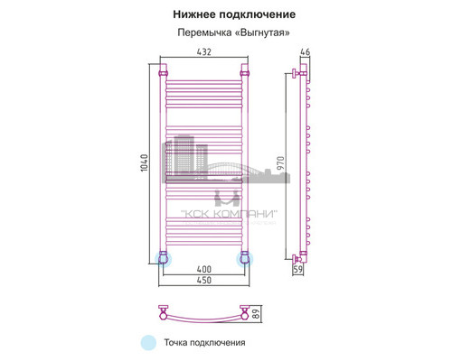 Водяной полотенцесушитель Сунержа Богема+ 1000x400 00-0221-1040 (Sunerzha)