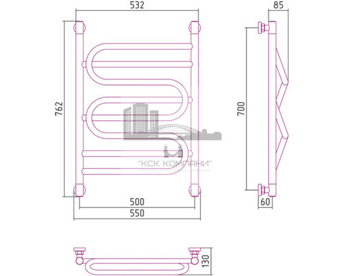 Водяной полотенцесушитель Сунержа Иллюзия+ 700x500 00-0210-7050 (Sunerzha)