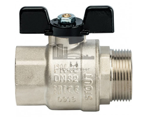 Кран шаровой полнопроходной ВР/НР 1 1/4, ручка бабочка