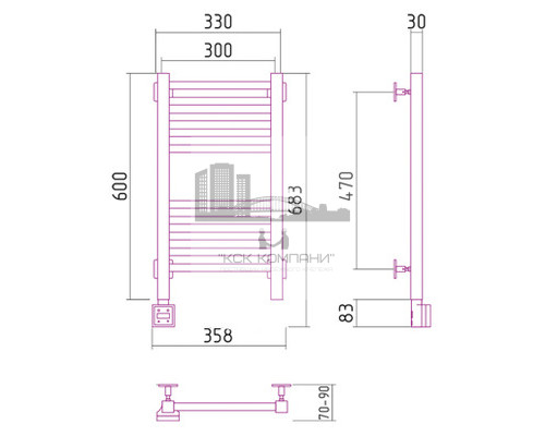 Электрический полотенцесушитель Сунержа Модус 600x300 L 00-0520-6030 (Sunerzha)