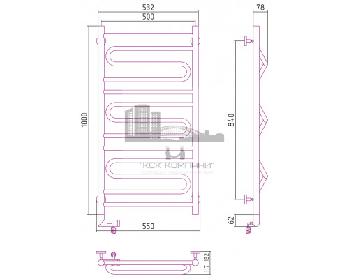 Электрический полотенцесушитель Сунержа Элегия 2.0 1000x500 R 00-5219-1050 (Sunerzha)