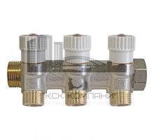 Коллектор распределительный 3/4", 3 отвода 1/2", SMB 6852 341203 плоское уплотнение 