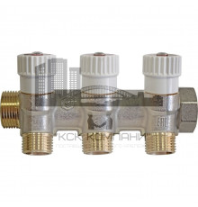 Коллектор распределительный 3/4", 3 отвода 1/2", SMB 6852 341203 плоское уплотнение 