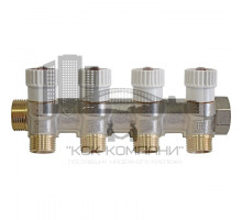 Коллектор распределительный 3/4", 4 отвода 1/2", SMB 6852 341204 плоское уплотнение 