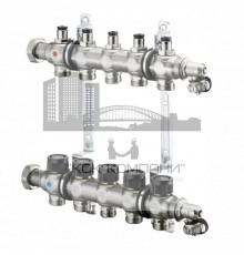 Распределительная гребенка "Multidis SF" со встроенными вентилями на 5 контуров 1404555, нержавеющая сталь 