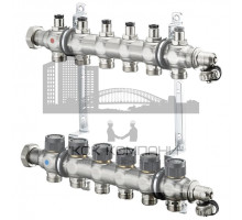 Распределительная гребенка "Multidis SF" со встроенными вентилями на 6 контуров 1404556, нержавеющая сталь 