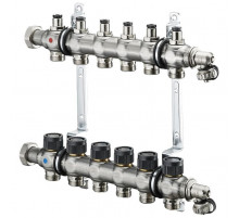 Распределительная гребенка "Multidis SF" со встроенными вентилями на 6 контуров 1404556, нержавеющая сталь 