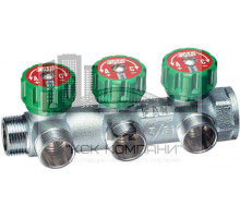 Регулирующий проходной коллектор  ВР-НР 3/4" б/гаек M24x19 с 3 отводами (метрика) F 3850 C34