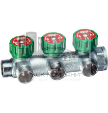 Регулирующий проходной коллектор  ВР-НР 3/4" б/гаек M24x19 с 3 отводами (метрика) F 3850 C34