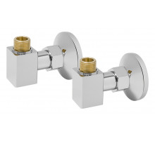 Соединитель угловой 3/4" ВР ×1/2" НР, квадратный, с эксцентриком и отражателем для полотенцесушителя