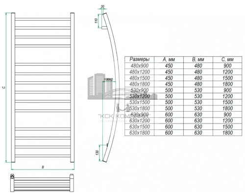 Водяной полотенцесушитель Moda 530x1500