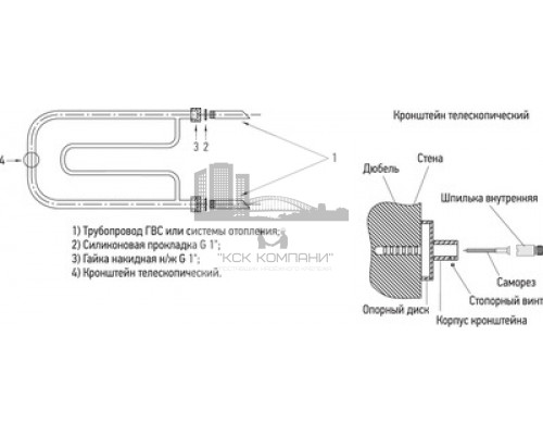 Водяной полотенцесушитель Сунержа Гусли 320x650 с 2 полками 00-0010-3265 (Sunerzha)