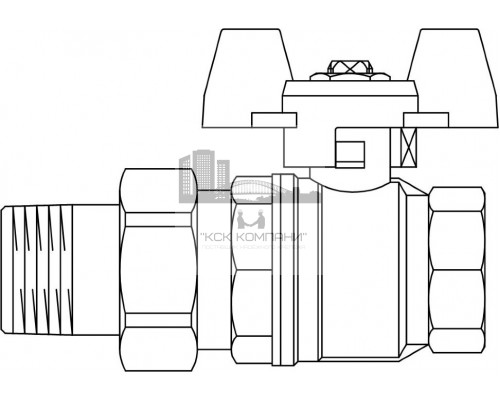 Кран шаровый 1 1/4 НГ с американкой маховик из алюминия