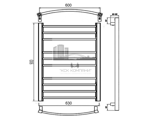 Электрический полотенцесушитель Eco Calma 630х900 с теном