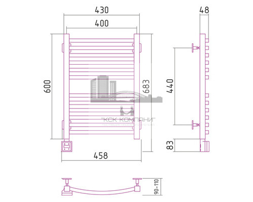Электрический полотенцесушитель Сунержа Аркус 600x400 L 00-0532-6040 (Sunerzha)