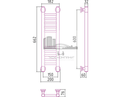 Водяной полотенцесушитель Сунержа Богема+ 600x150 прямая 00-0220-6015 (Sunerzha)