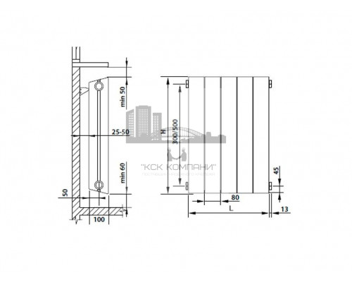 Радиатор биметаллический Pianoforte 500 x10 Bianco Traffico, боковое подключение