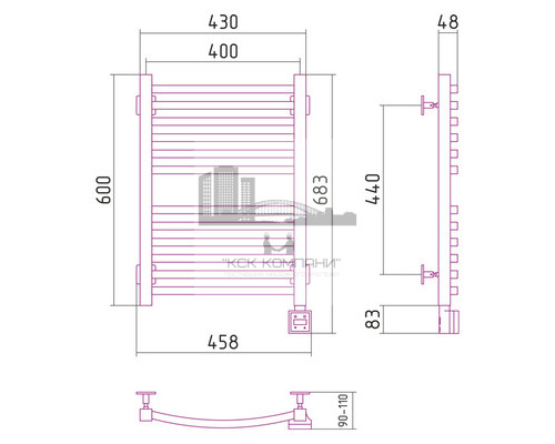 Электрический полотенцесушитель Сунержа Аркус 600x400 R 00-0533-6040 (Sunerzha)