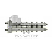 Гидравлический коллектор комбинированный 9 контуров 1 1/4" НР * 1" НР до 120 кВт 