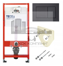 Инсталляция ТЕСЕ K440407 4 в 1 с панелью смыва, черный матовый, для установки подвесного унитаза (Теце)