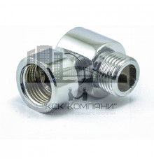 Уголок декоративный c накидной гайкой латунный 1/2" ВР × 1/2" НР для полотенцесушителей, хромированный