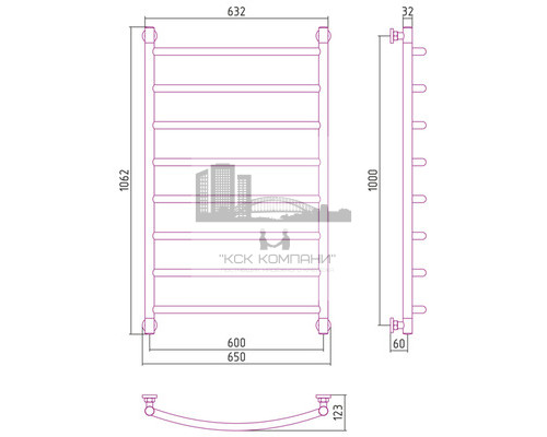 Водяной полотенцесушитель Сунержа Галант+ 1000x600 00-0200-1060 (Sunerzha)