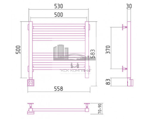 Электрический полотенцесушитель Сунержа Модус 500x500 L 00-0520-5050 (Sunerzha)