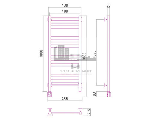 Электрический полотенцесушитель Сунержа Модус 1000x400 L 00-0520-1040 (Sunerzha)
