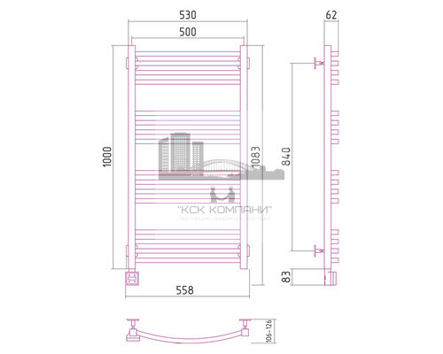 Электрический полотенцесушитель Сунержа Аркус 1000x500 L 00-0532-1050 (Sunerzha)