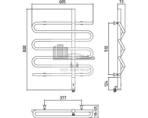 Электрический полотенцесушитель Сунержа Эпатаж 800x600, правый 00-0551-8060 (Sunerzha)