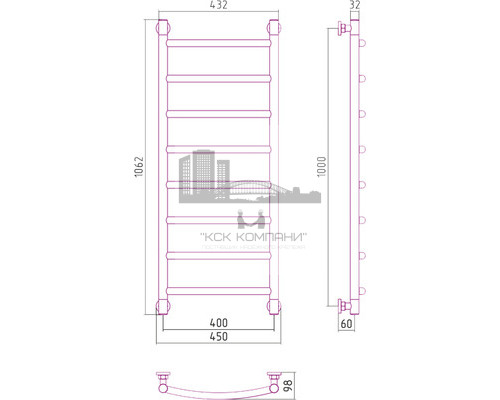 Водяной полотенцесушитель Сунержа Галант+ 1000x400 00-0200-1040 (Sunerzha)