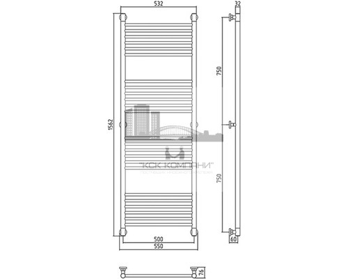 Водяной полотенцесушитель Сунержа Богема+ 1500x500 прямая 00-0220-1550 (Sunerzha)