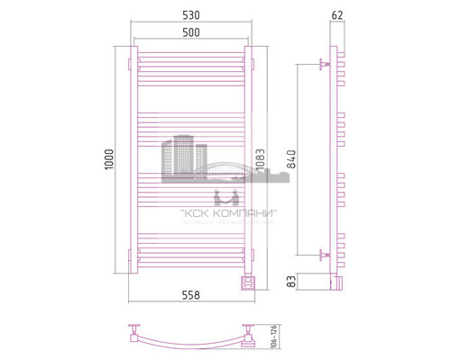 Электрический полотенцесушитель Сунержа Аркус 1000x500 R 00-0533-1050 (Sunerzha)