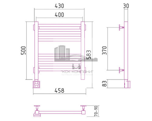 Электрический полотенцесушитель Сунержа Модус 500x400 L 00-0520-5040 (Sunerzha)