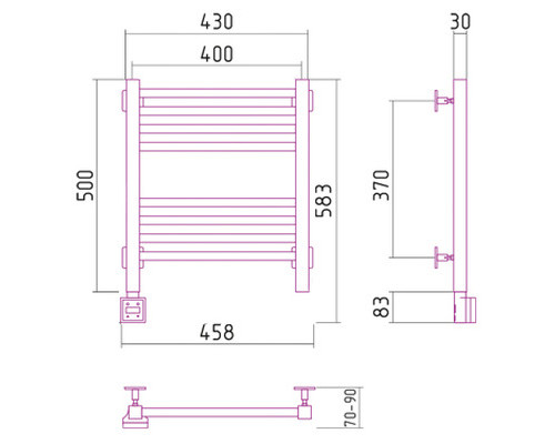 Электрический полотенцесушитель Сунержа Модус 500x400 L 00-0520-5040 (Sunerzha) Электрический полотенцесушитель Сунержа Модус 500x400 L 00-0520-5040 (Sunerzha)