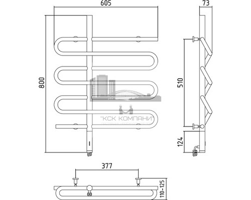 Электрический полотенцесушитель Сунержа Эпатаж 800x600, левый 00-0550-8060 (Sunerzha)