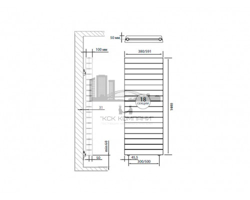 Радиатор биметаллический Pianoforte Tower x18 Bianco Traffico, боковое подключение