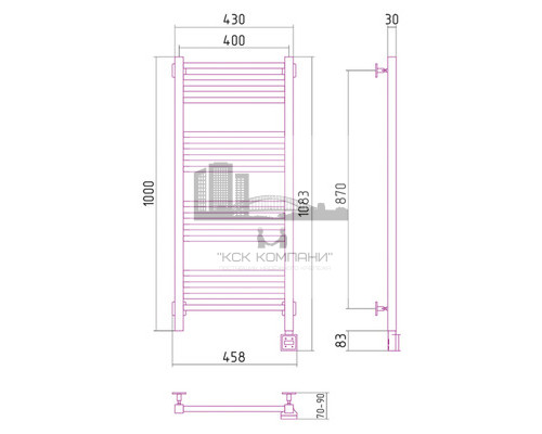 Электрический полотенцесушитель Сунержа Модус 1000x400 R 00-0521-1040 (Sunerzha)