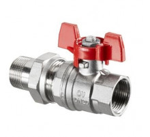 Кран шаровый 1/2" НГ с американкой маховик из алюминия 