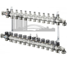 Распределительная гребенка "Multidis SF" со встроенными вентилями на 12 контуров 1404562, нержавеющая сталь 