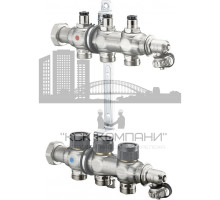 Распределительная гребенка "Multidis SF" со встроенными вентилями на 3 контура 1404553, нержавеющая сталь 