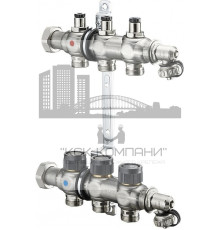 Распределительная гребенка "Multidis SF" со встроенными вентилями на 3 контура 1404553, нержавеющая сталь 